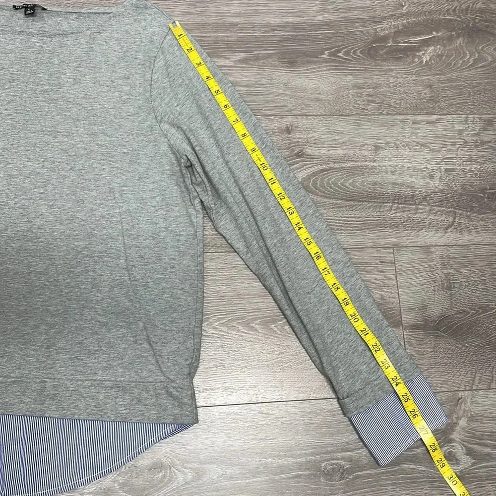 J. Crew Mercantile Boatneck Long Sleeve Gray Tee with Faux Layered Look L